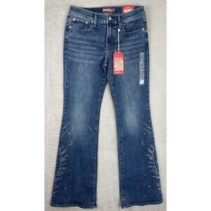 Lucky Brand Jeans Studded Sweet Mid Rise Flare Womens 8 / 29R x 33.5 Blue NWT